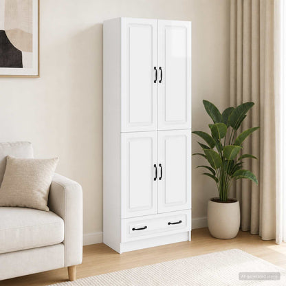 Cabinet Set 2 pcs High Gloss White Engineered Wood