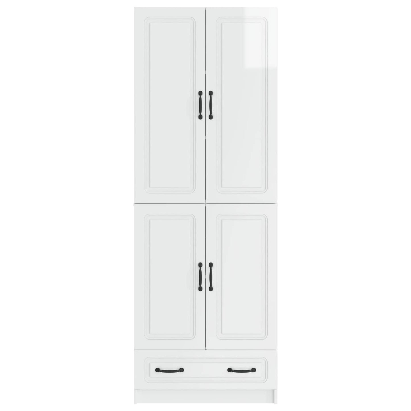 Cabinet Set 2 pcs High Gloss White Engineered Wood