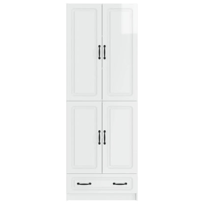 Cabinet Set 2 pcs High Gloss White Engineered Wood