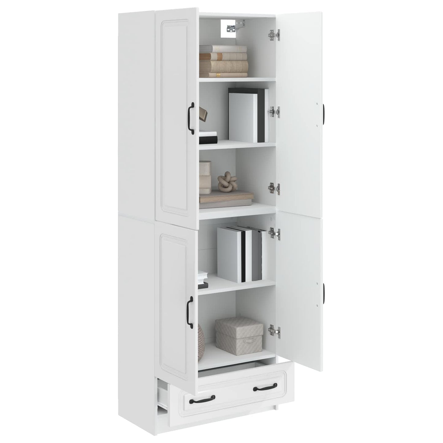 Cabinet Set 2 pcs High Gloss White Engineered Wood