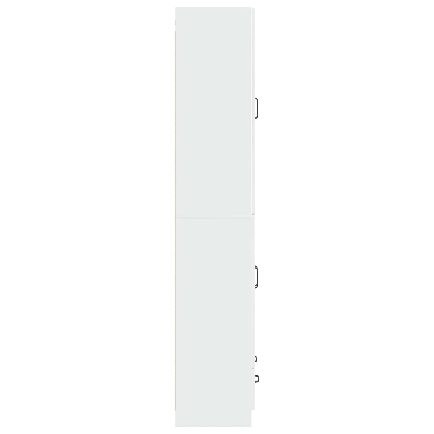 Cabinet Set 2 pcs High Gloss White Engineered Wood