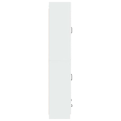 Cabinet Set 2 pcs High Gloss White Engineered Wood