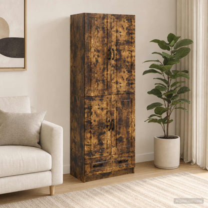 Cabinet Set 2 pcs Smoked Oak Engineered Wood
