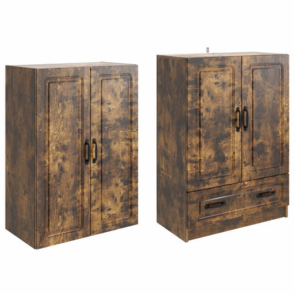 Cabinet Set 2 pcs Smoked Oak Engineered Wood