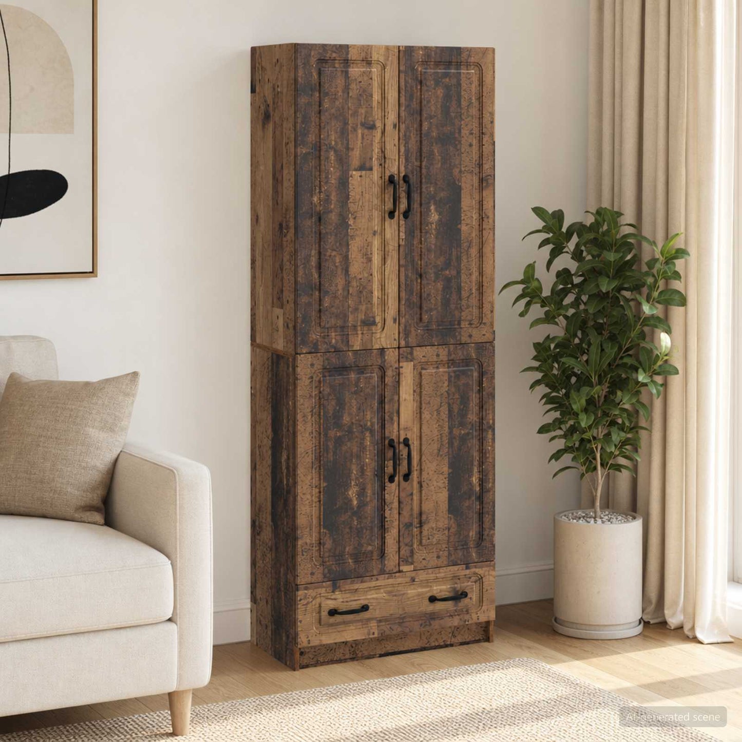 Cabinet Set 2 pcs Old Wood Engineered Wood