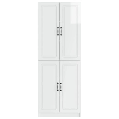 Cabinet Set 2 pcs High Gloss White Engineered Wood