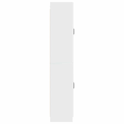 Cabinet Set 2 pcs High Gloss White Engineered Wood