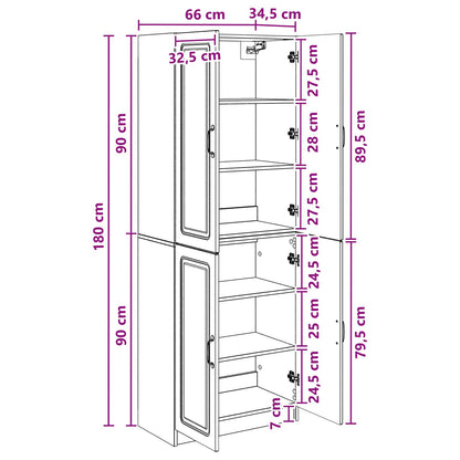 Cabinet Set 2 pcs High Gloss White Engineered Wood
