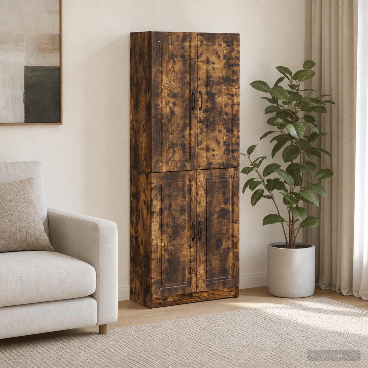 Cabinet Set 2 pcs Smoked Oak Engineered Wood