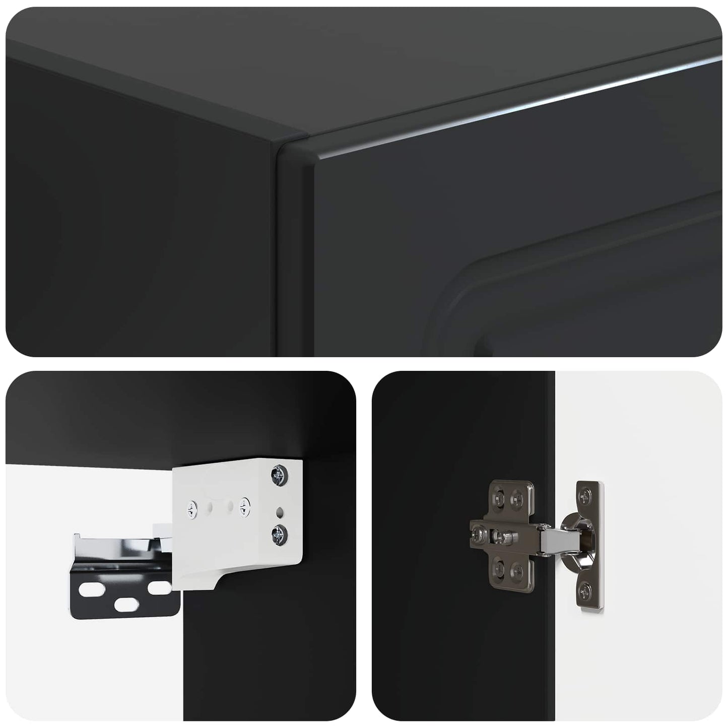 Cabinet Set 2 pcs Black Engineered Wood