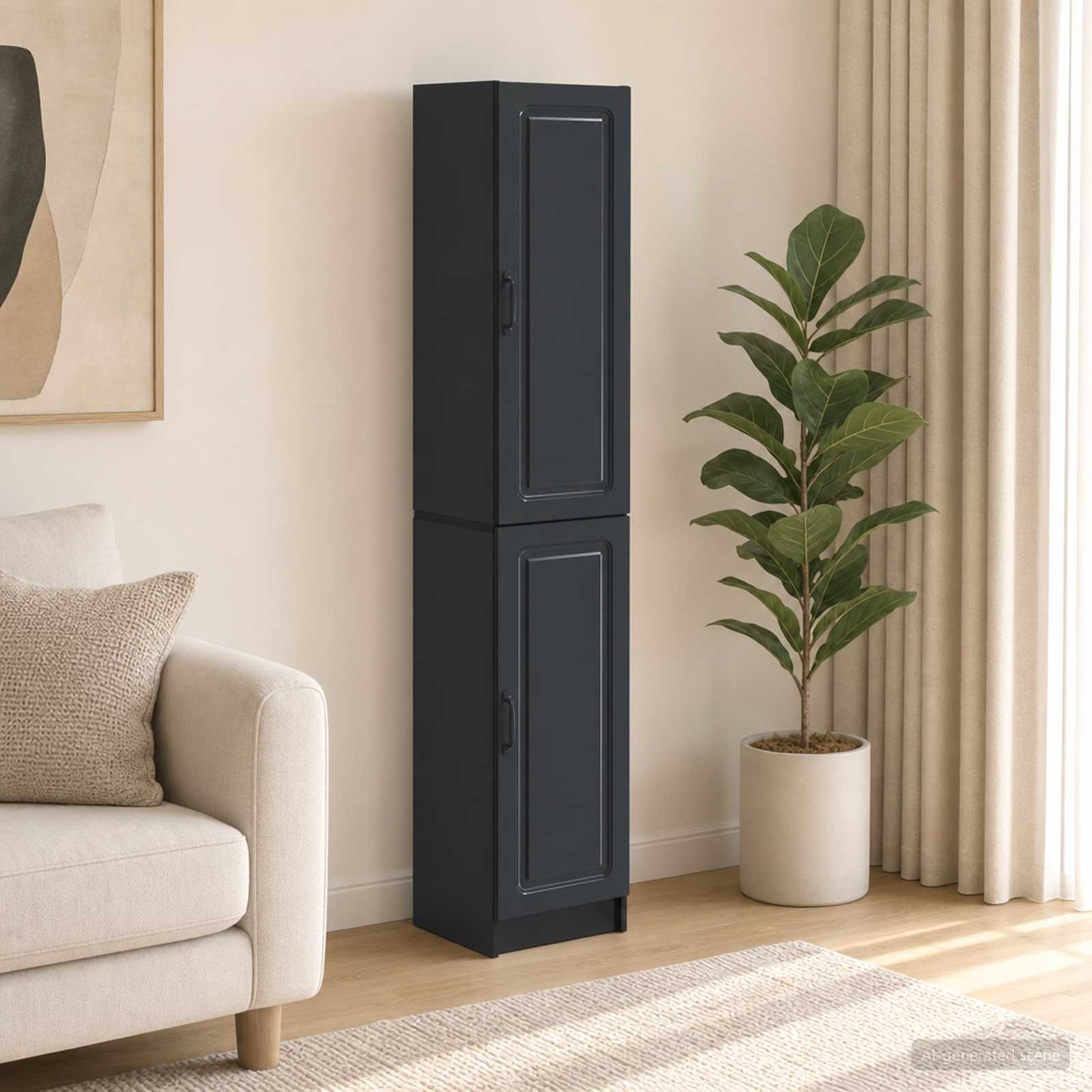 Cabinet Set 2 pcs Black Engineered Wood
