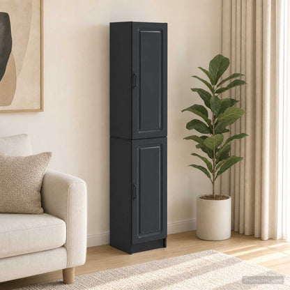Cabinet Set 2 pcs Black Engineered Wood