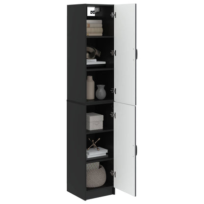 Cabinet Set 2 pcs Black Engineered Wood