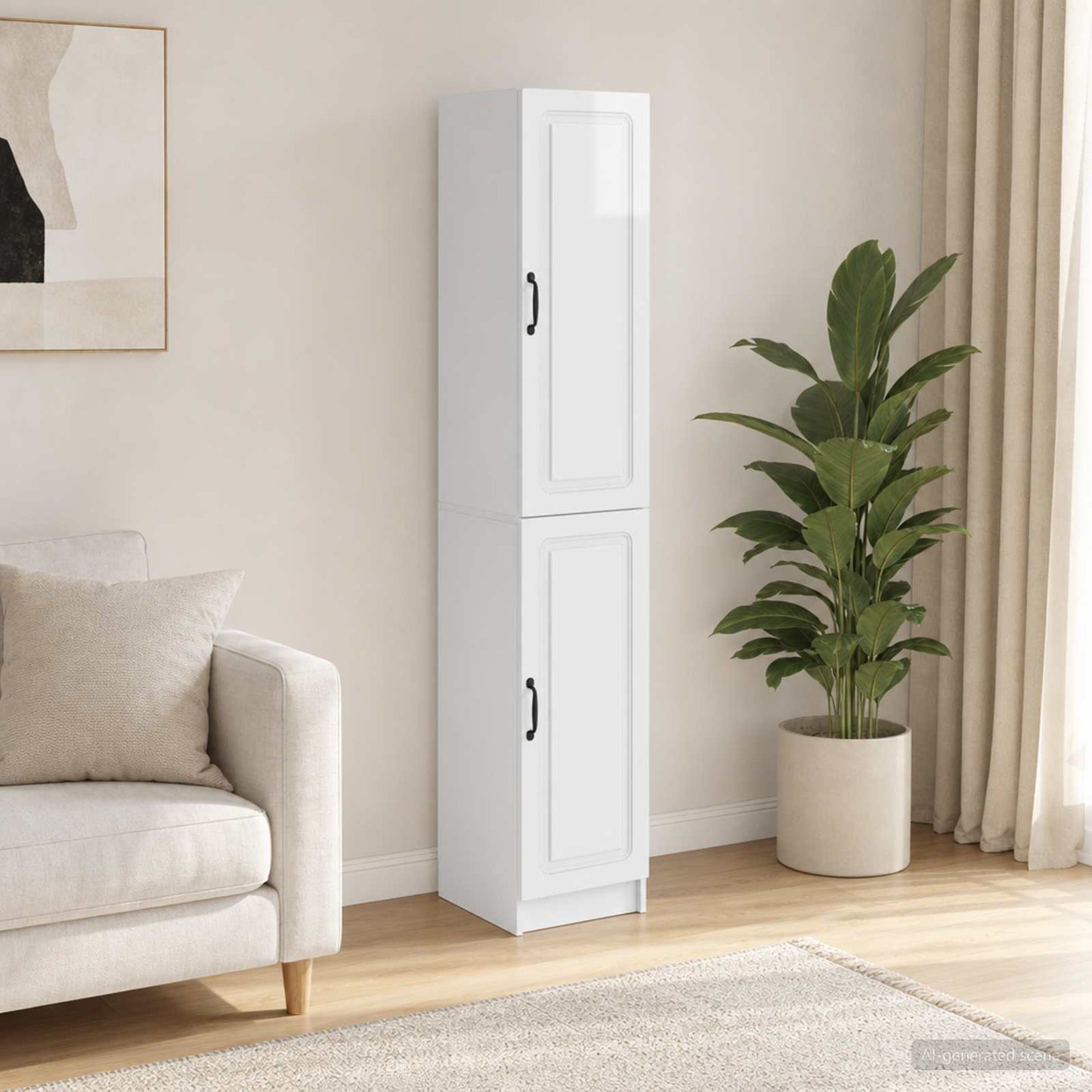 Cabinet Set 2 pcs High Gloss White Engineered Wood
