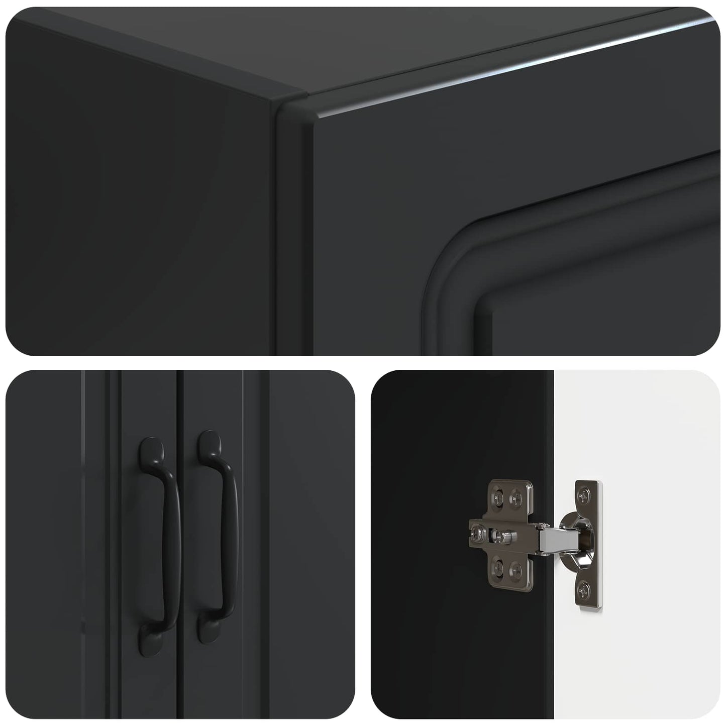 Cabinet Set 2 pcs 66 x 34.5 x 87 cm Engineered Wood Black