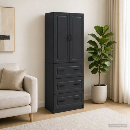 Cabinet Set 2 pcs 66 x 34.5 x 87 cm Engineered Wood Black