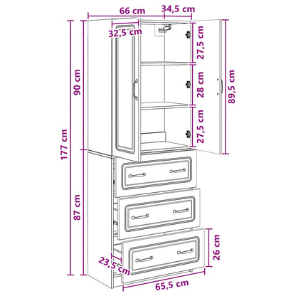 Cabinet Set 2 pcs Black 66 x 34.5 x 87 cm Engineered Wood
