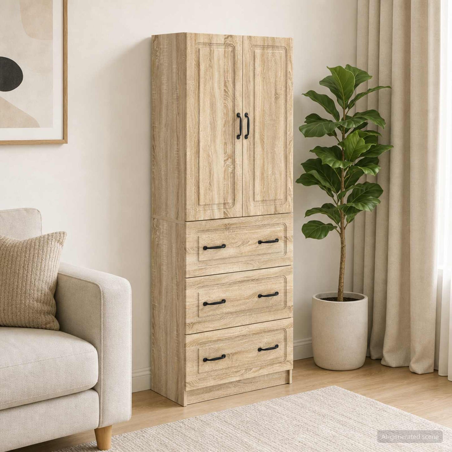 Cabinet Set 2 pcs 66 x 34.5 x 87 cm Engineered Wood Sonoma Oak