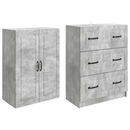 Cabinet Set 2 pcs Concrete Grey 66 x 34.5 x 87 cm