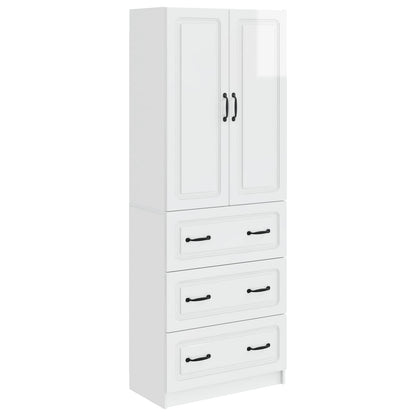 Cabinet Set 2 pcs High Gloss White 66 x 34.5 x 87 cm