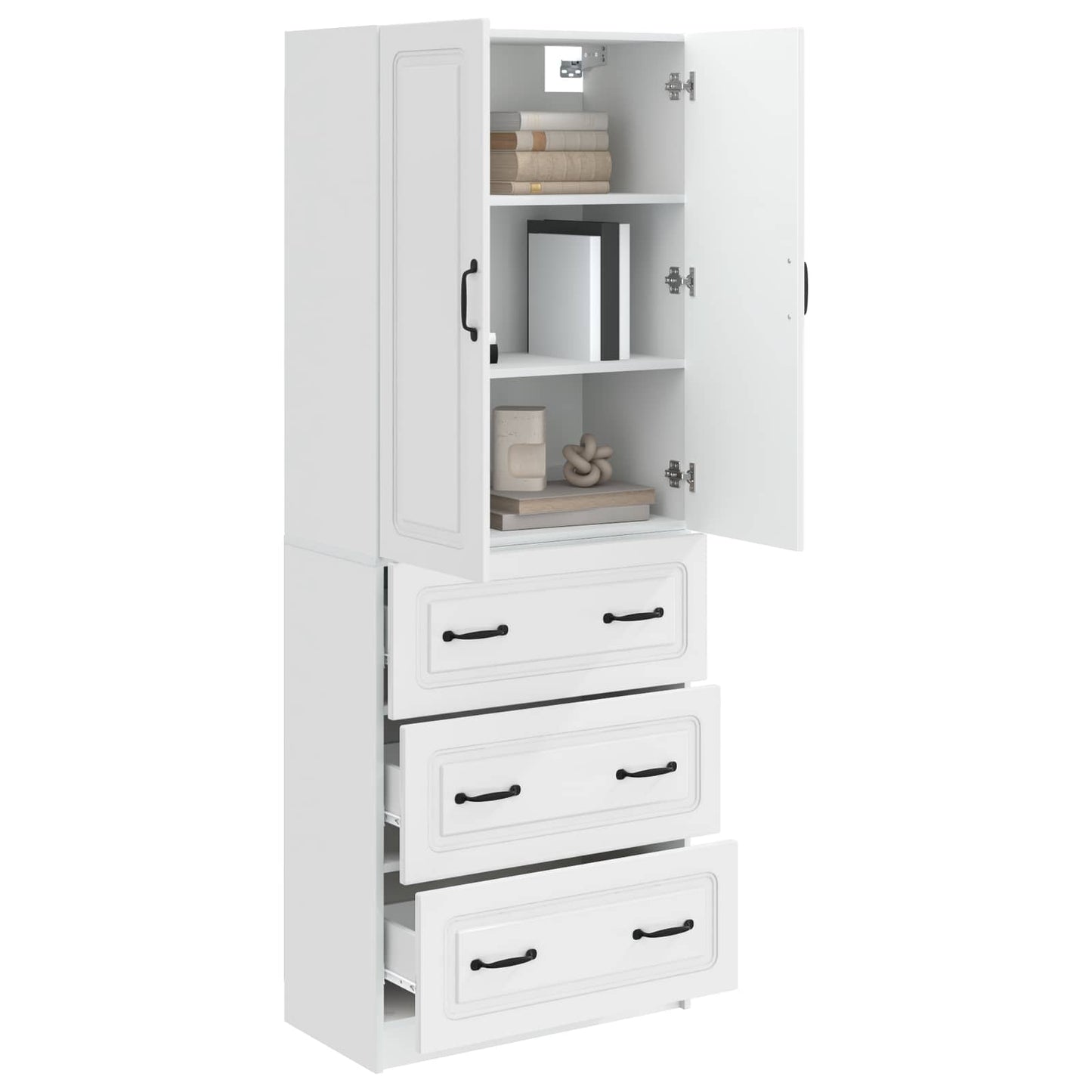 Cabinet Set 2 pcs High Gloss White 66 x 34.5 x 87 cm