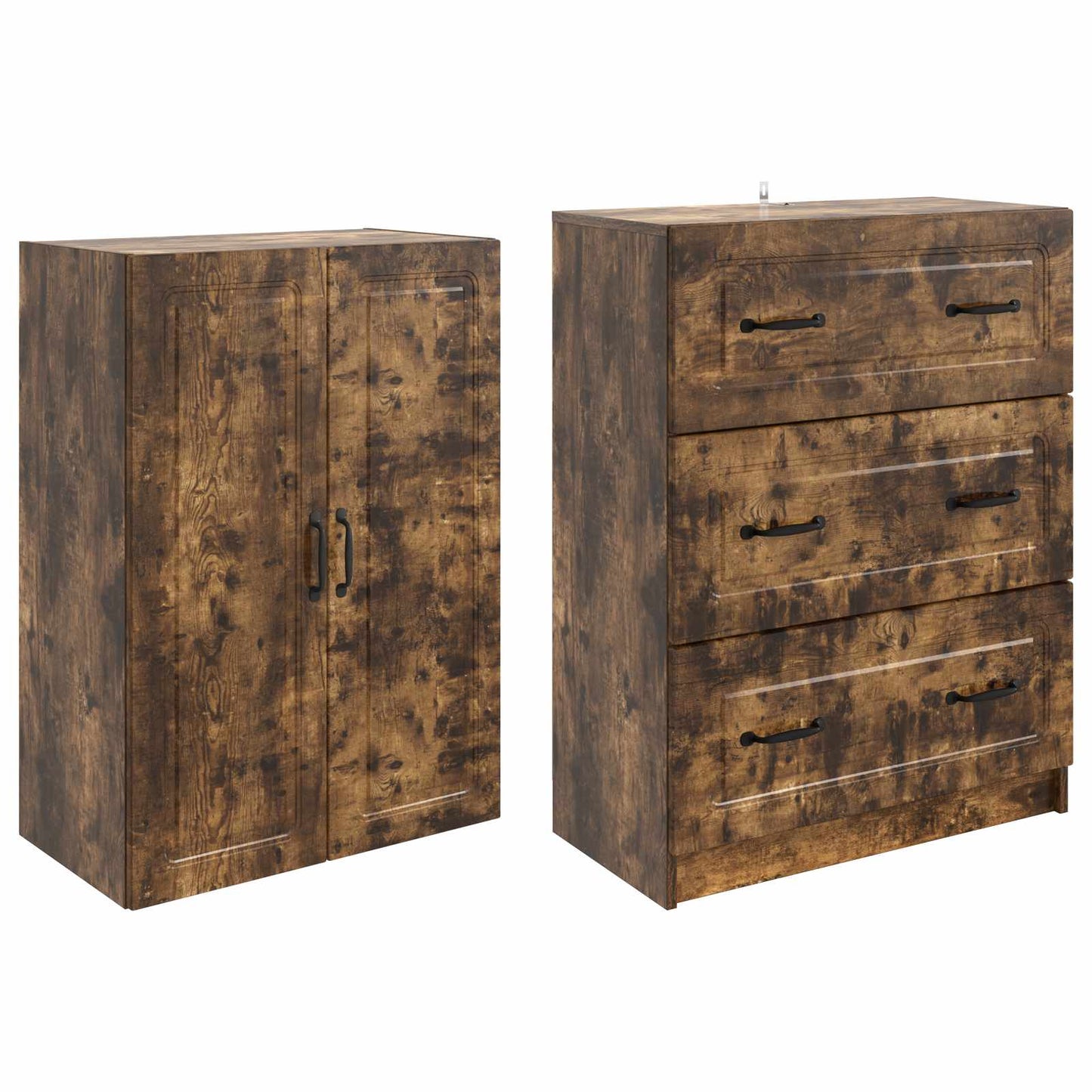 Cabinet Set 2 pcs Smoked Oak 66 x 34.5 x 87 cm Engineered Wood