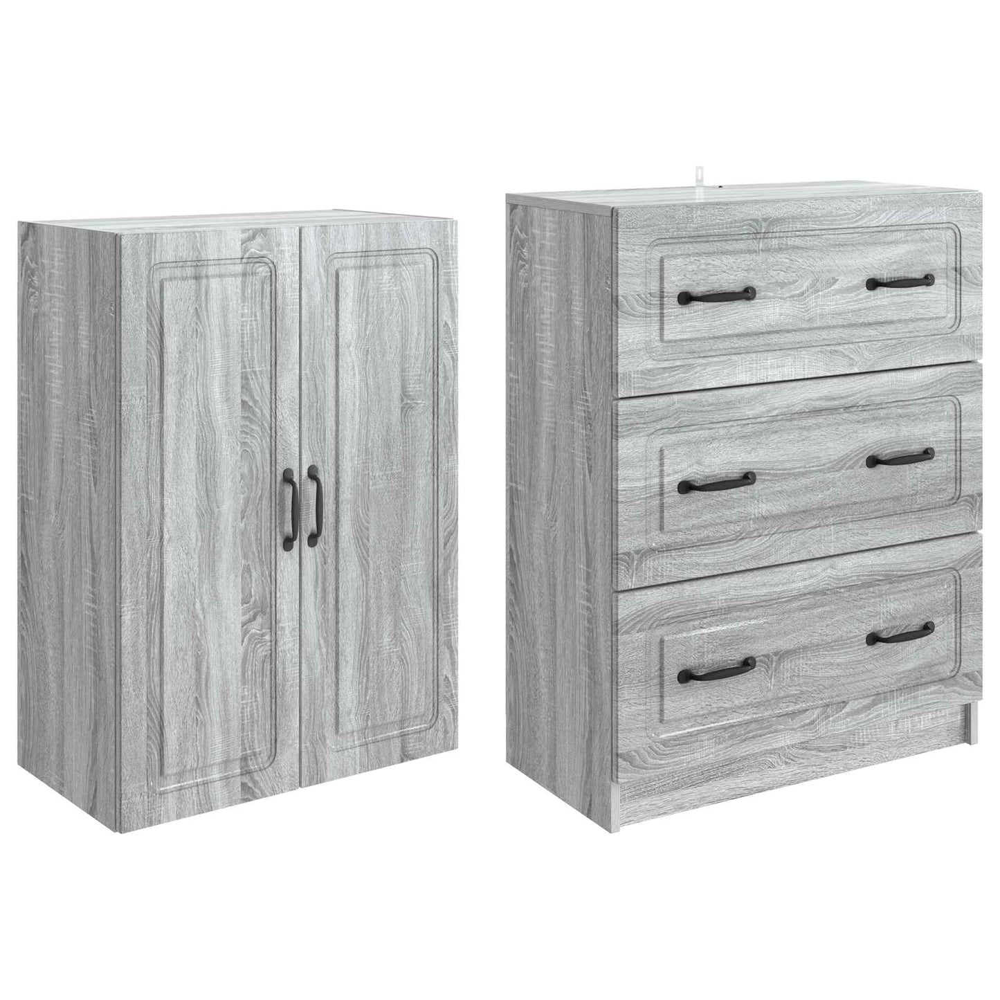 Cabinet Set 2 pcs Grey Sonoma 66 x 34.5 x 87 cm Engineered Wood