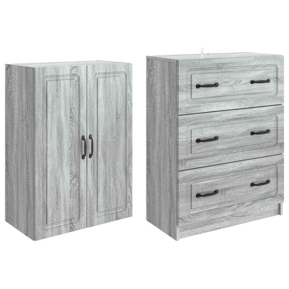 Cabinet Set 2 pcs Grey Sonoma 66 x 34.5 x 87 cm Engineered Wood