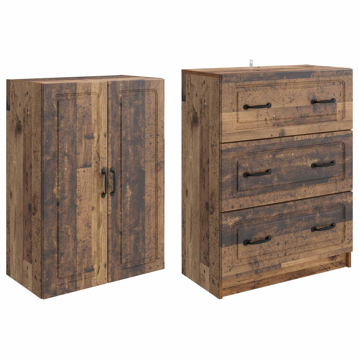 Cabinet Set 2 pcs Old Wood 66 x 34.5 x 87 cm Engineered Wood