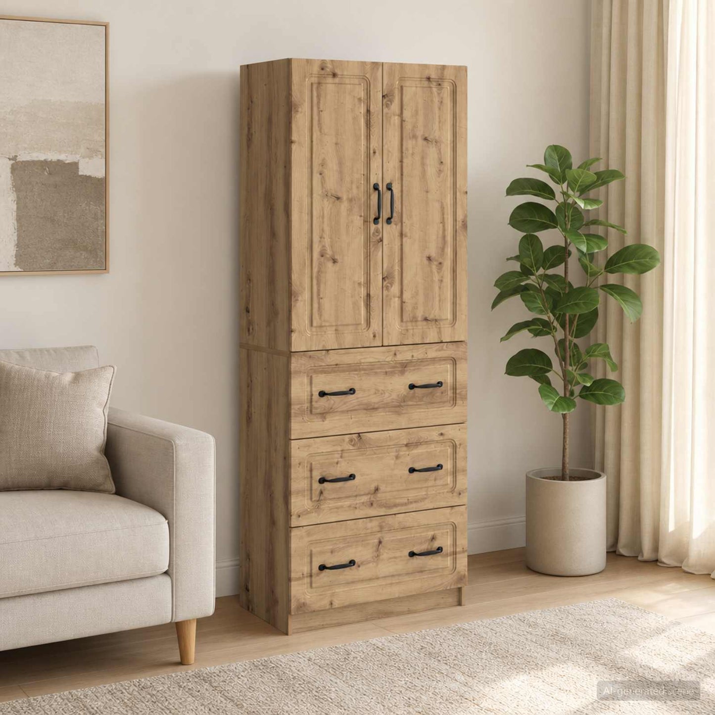 Cabinet Set 2 pcs 66 x 34.5 x 87 cm Engineered Wood Artisan Oak