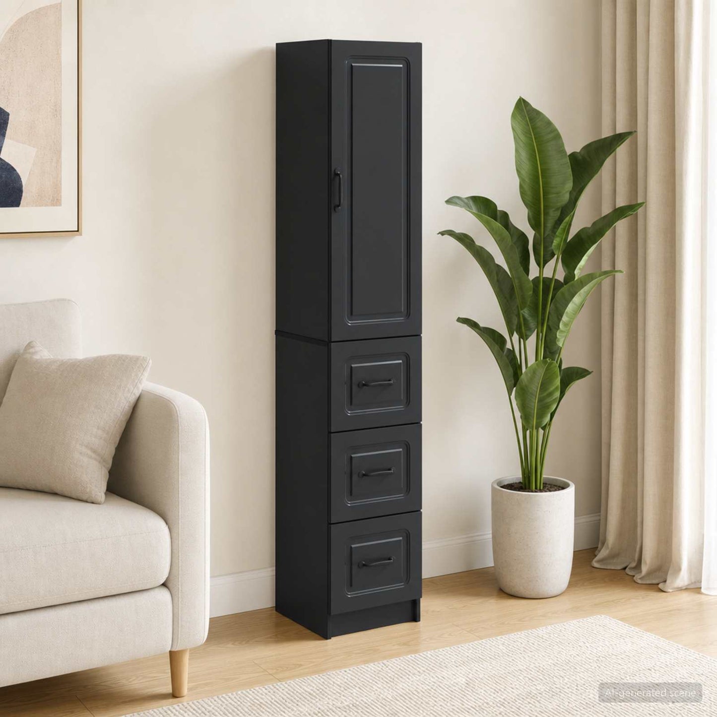 Cabinet Set 2 pcs 33 x 34.5 x 87 cm Engineered Wood Black