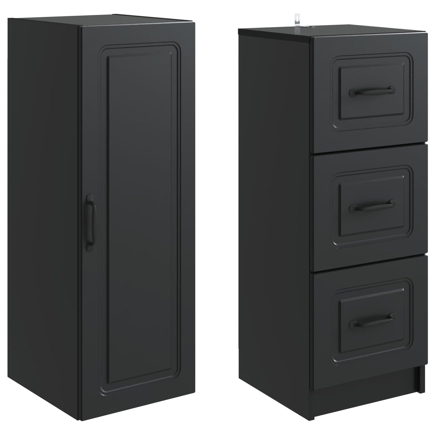 Cabinet Set 2 pcs Black 33 x 34.5 x 87 cm Engineered Wood