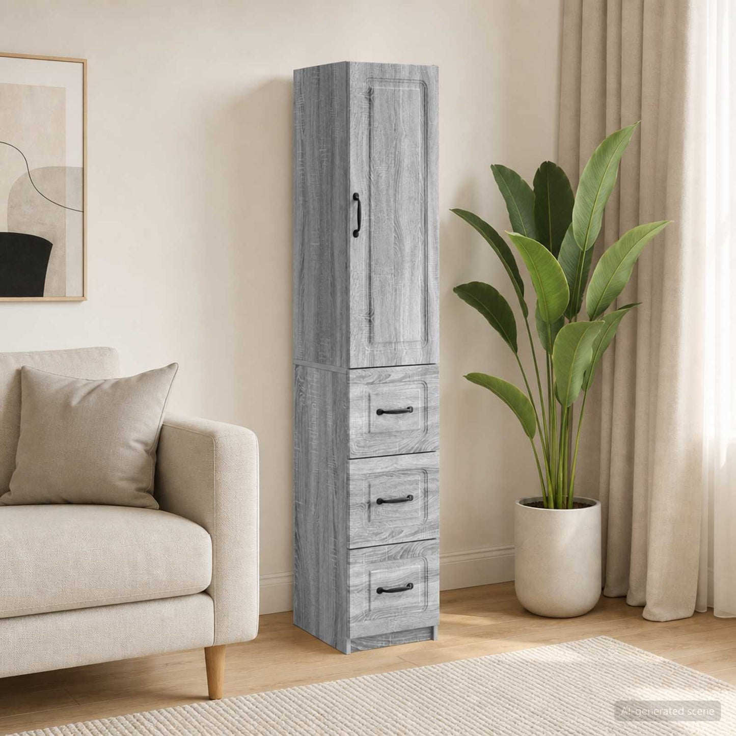 Cabinet Set 2 pcs 33 x 34.5 x 87 cm Engineered Wood Grey Sonoma