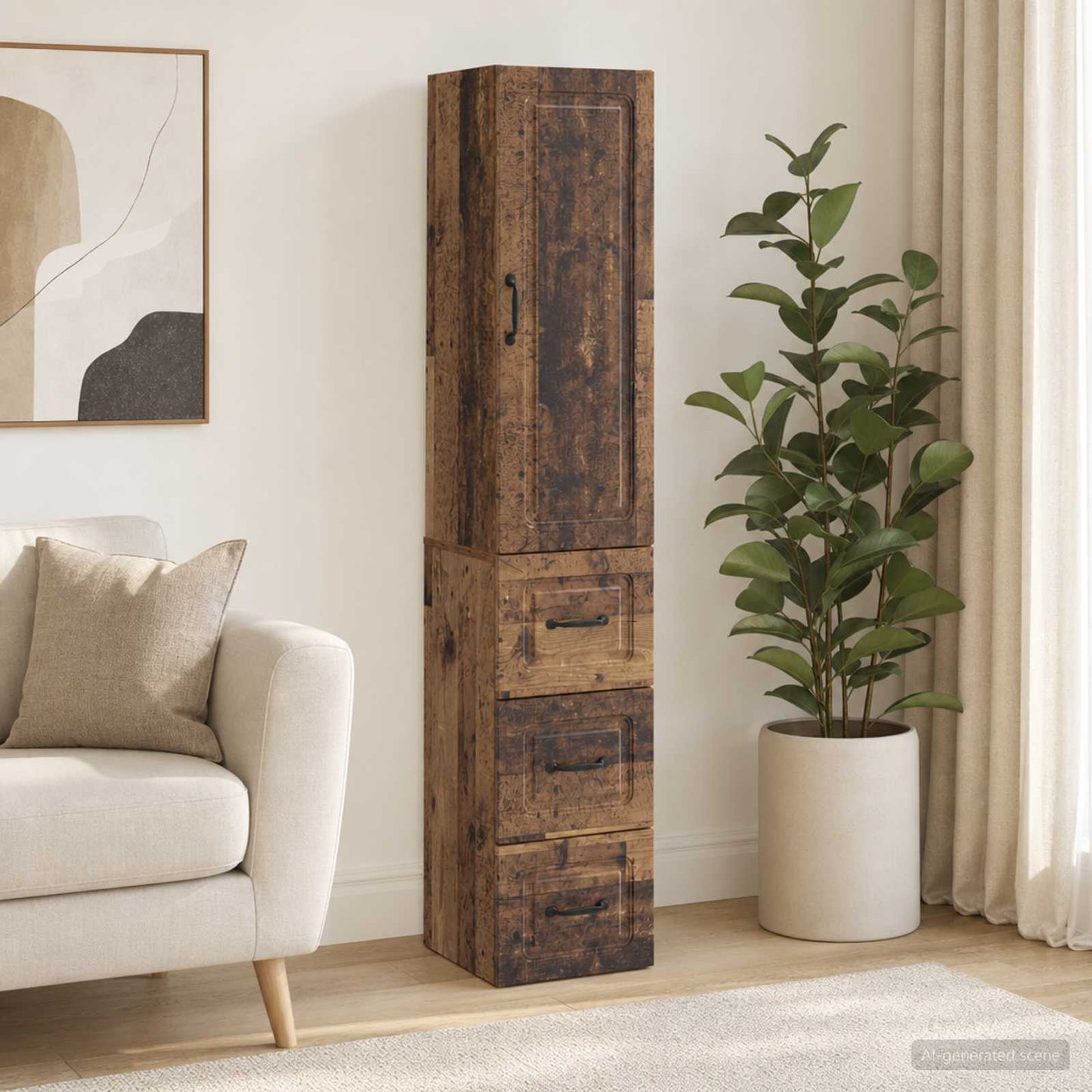 Cabinet Set 2 pcs 33 x 34.5 x 87 cm Engineered Wood Old Wood