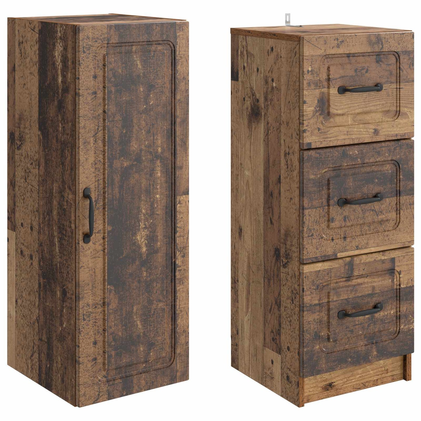 Cabinet Set 2 pcs Old Wood 33 x 34.5 x 87 cm Engineered Wood