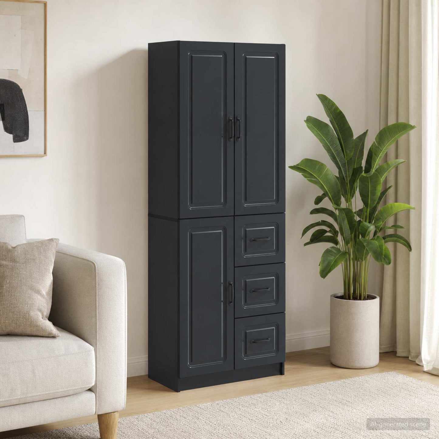 Cabinet Set 2 pcs Black Engineered Wood