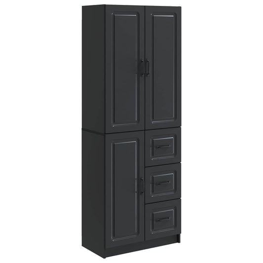 Cabinet Set 2 pcs Black Engineered Wood