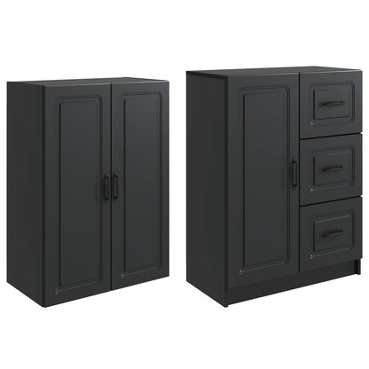 Cabinet Set 2 pcs Black Engineered Wood