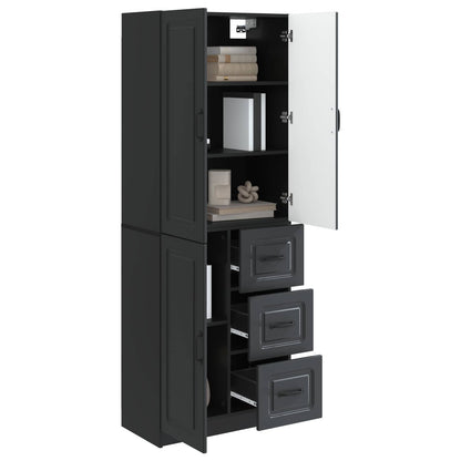Cabinet Set 2 pcs Black Engineered Wood