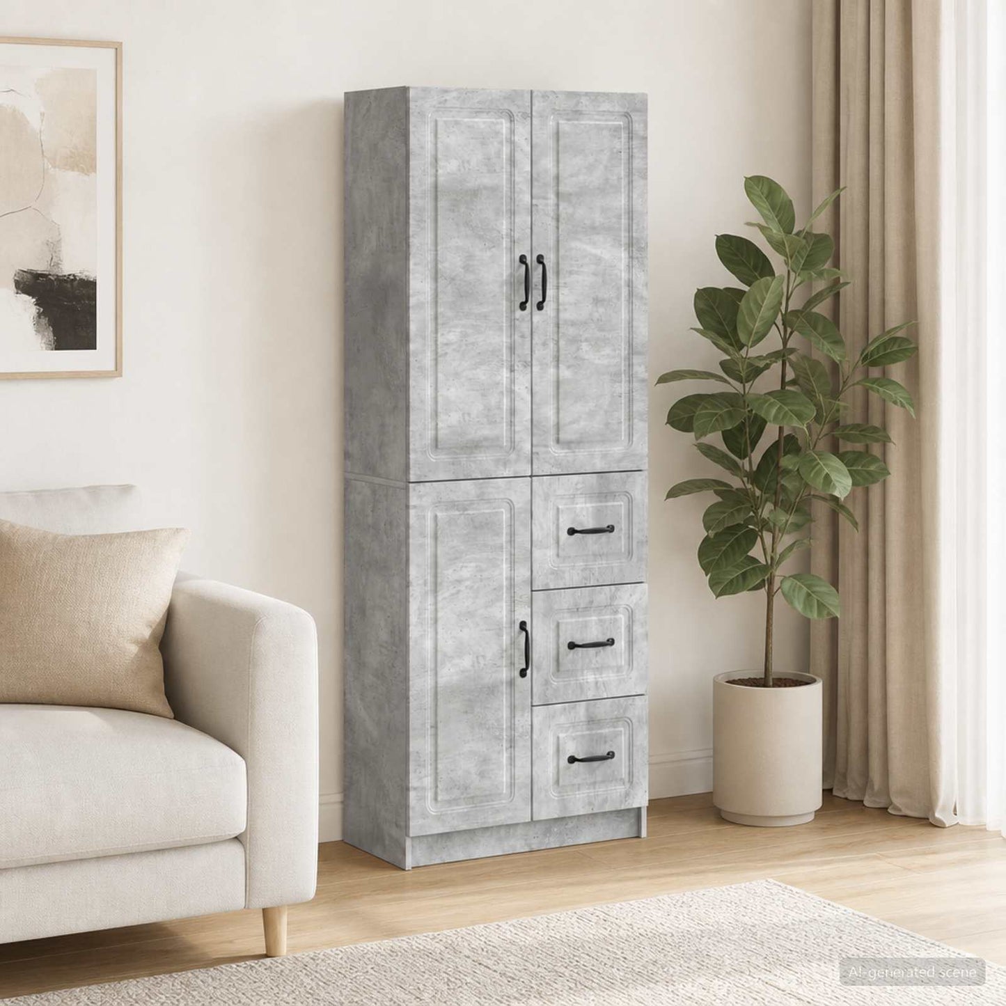 Cabinet Set 2 pcs Concrete Grey Engineered Wood