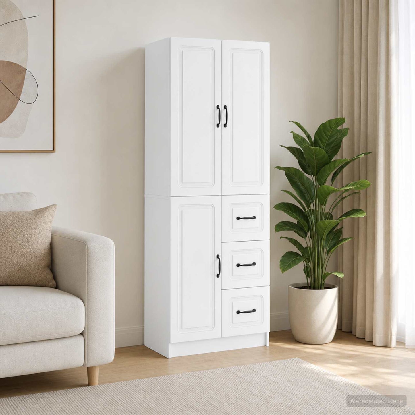 Cabinet Set 2 pcs High Gloss White Engineered Wood
