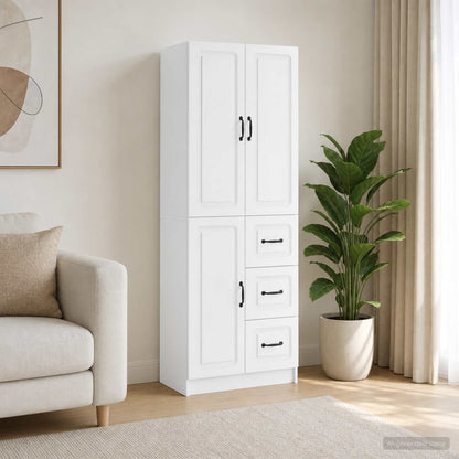 Cabinet Set 2 pcs High Gloss White Engineered Wood