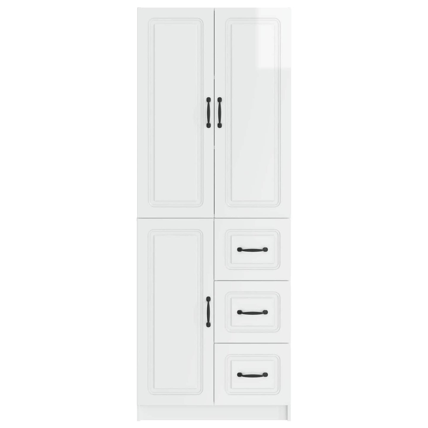 Cabinet Set 2 pcs High Gloss White Engineered Wood