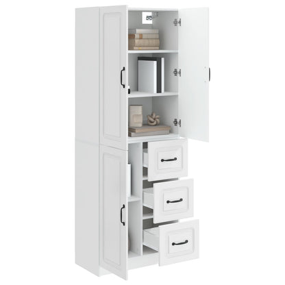 Cabinet Set 2 pcs High Gloss White Engineered Wood