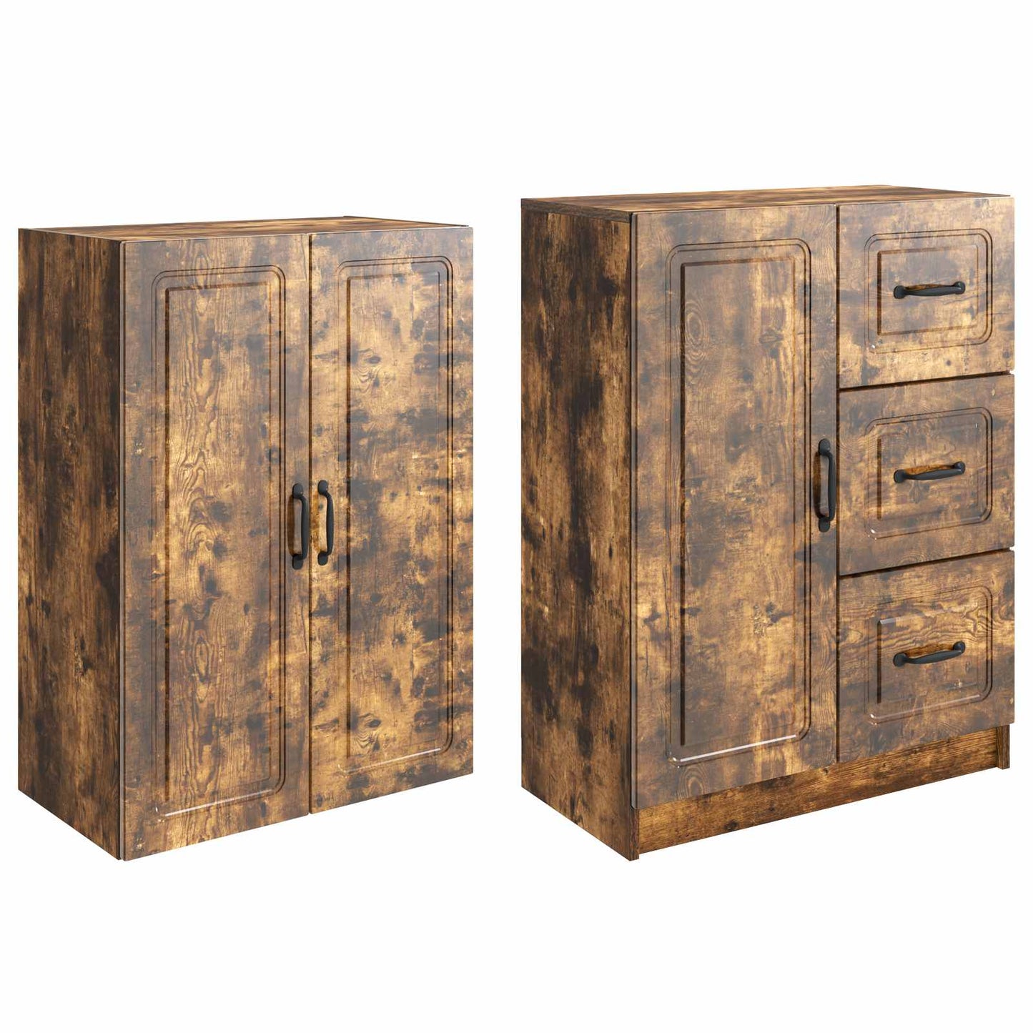 Cabinet Set 2 pcs Smoked Oak Engineered Wood