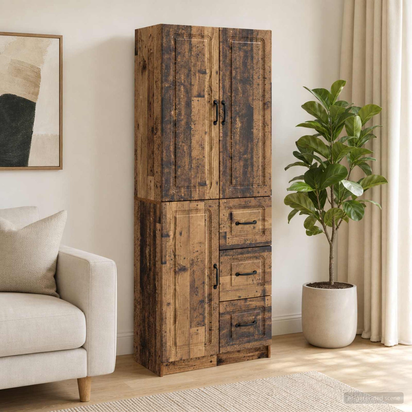 Cabinet Set 2 pcs Old Wood Engineered Wood