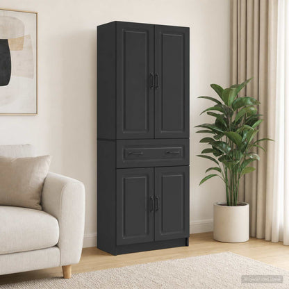 Cabinet Set 2 pcs Black Engineered Wood