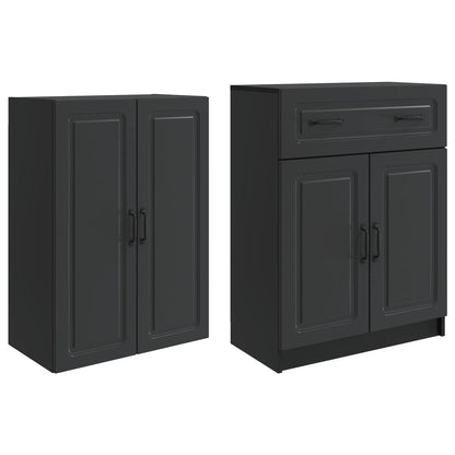 Cabinet Set 2 pcs Black Engineered Wood