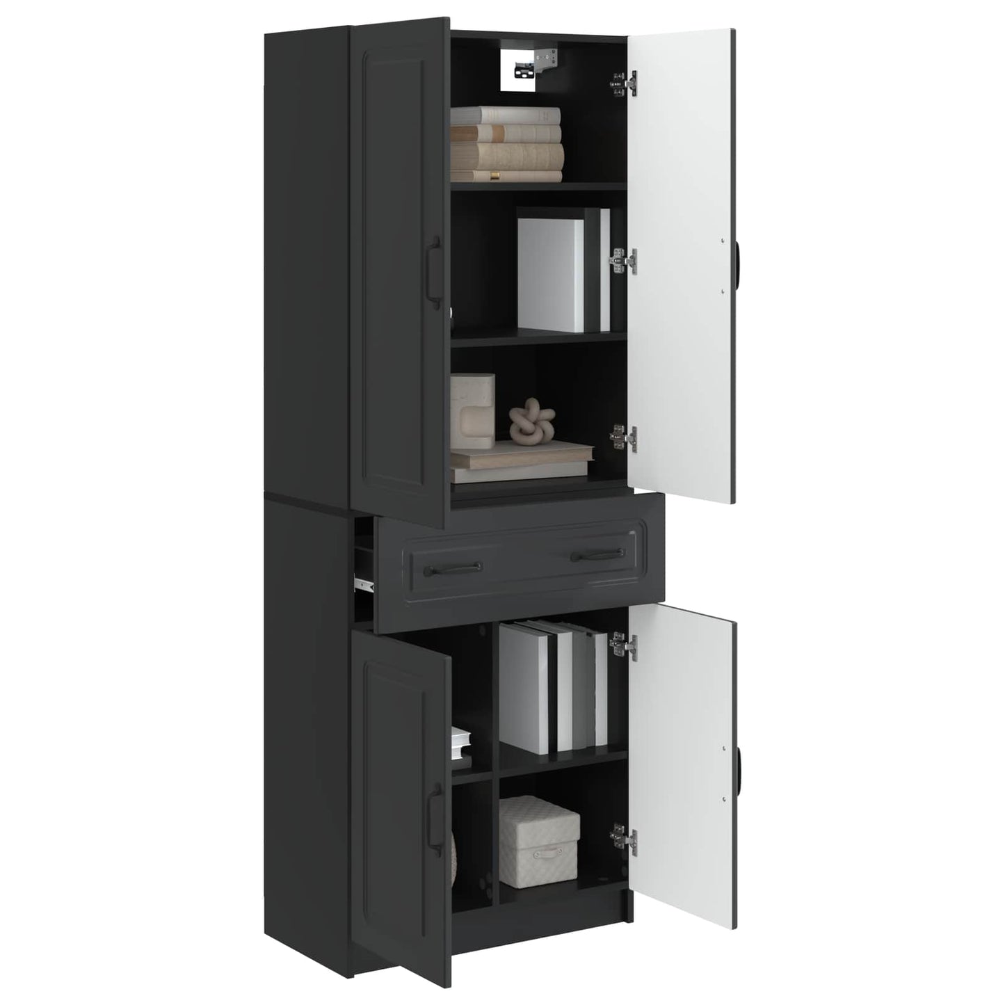 Cabinet Set 2 pcs Black Engineered Wood
