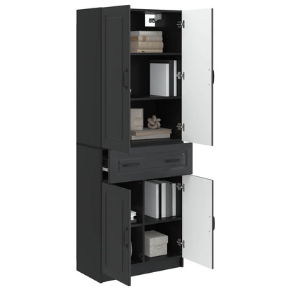 Cabinet Set 2 pcs Black Engineered Wood